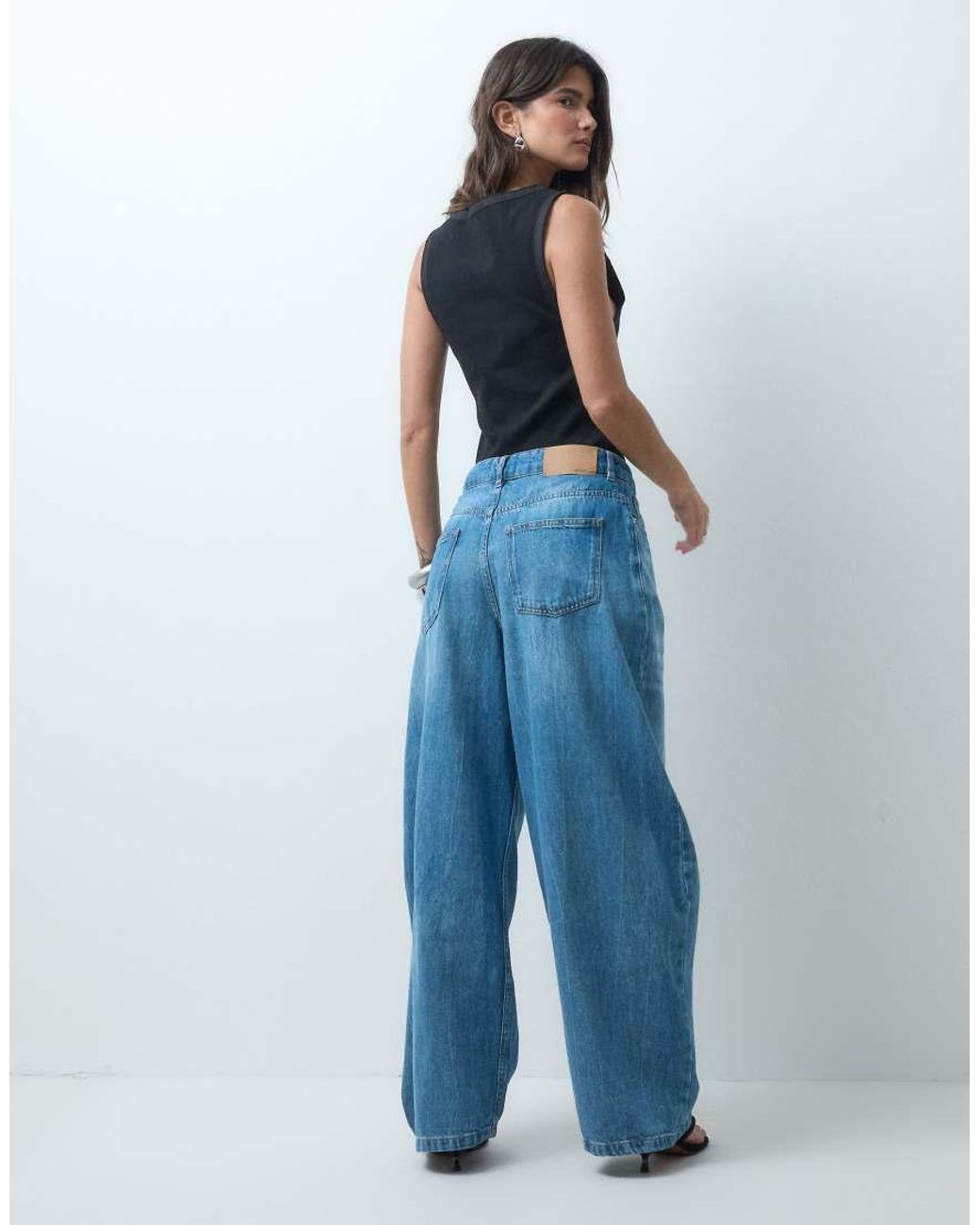 ASOS Blue Wrap Waist Barrel Jean