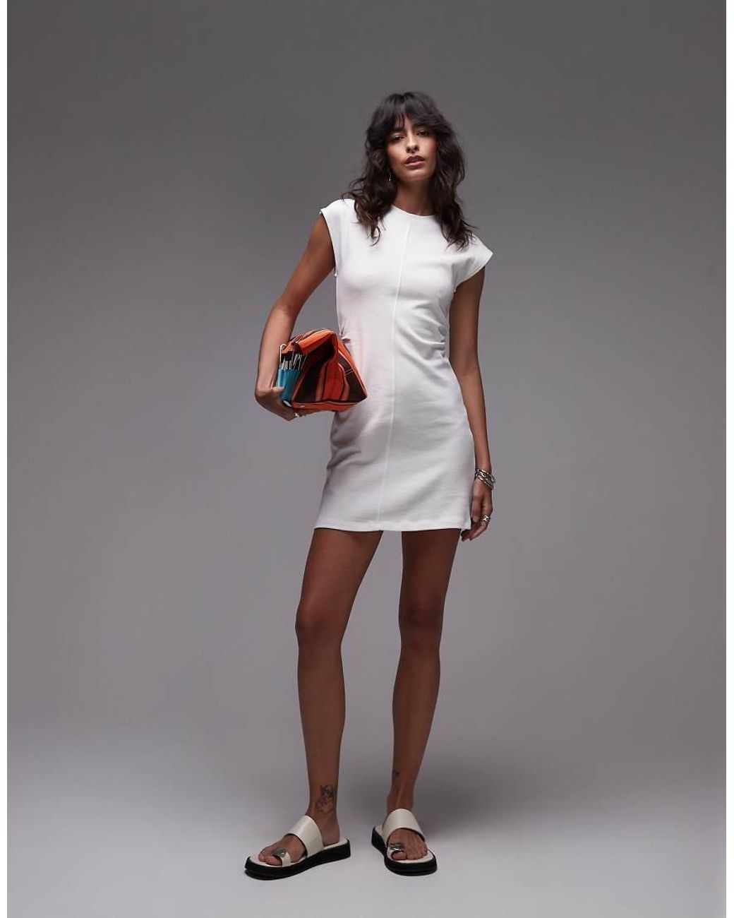 TOPSHOP Purple Cinch Waist Structured Mini Dress