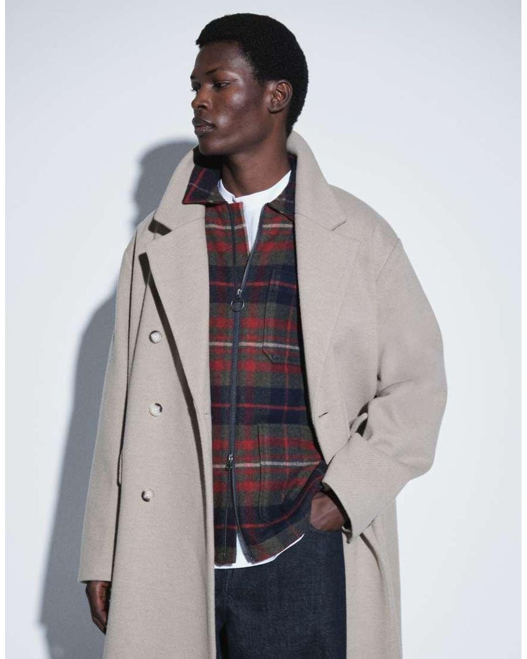 ASOS Natural Wool Look Oversized Overcoat for men