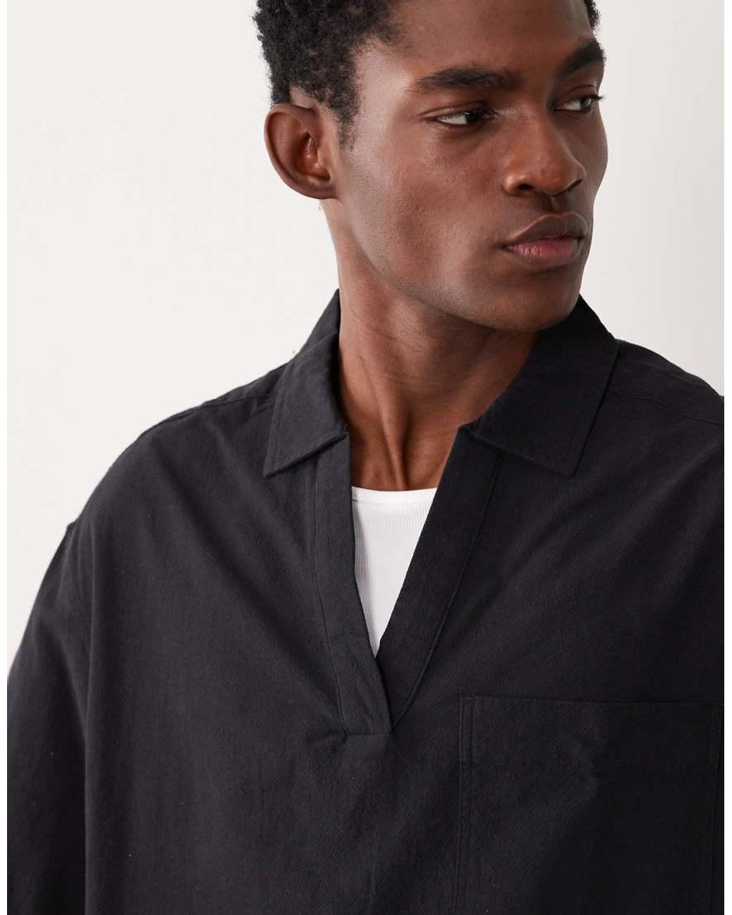 ASOS Blue Oversized Overhead Textured Shirt for men