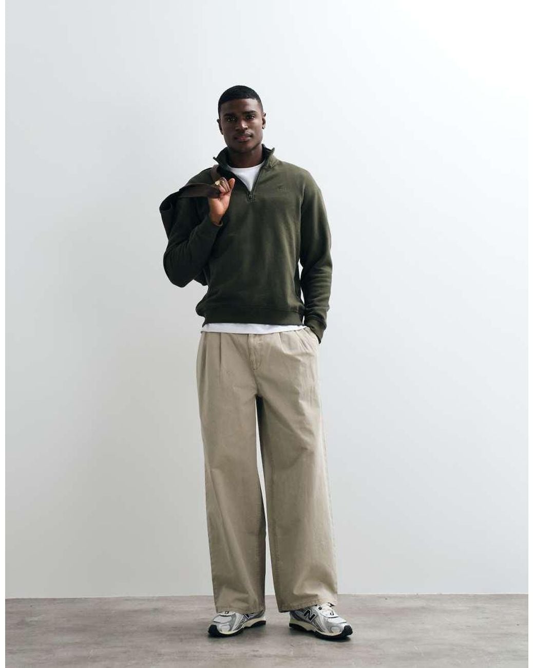 Blend Green Quarter Zip Sweatshirt for men