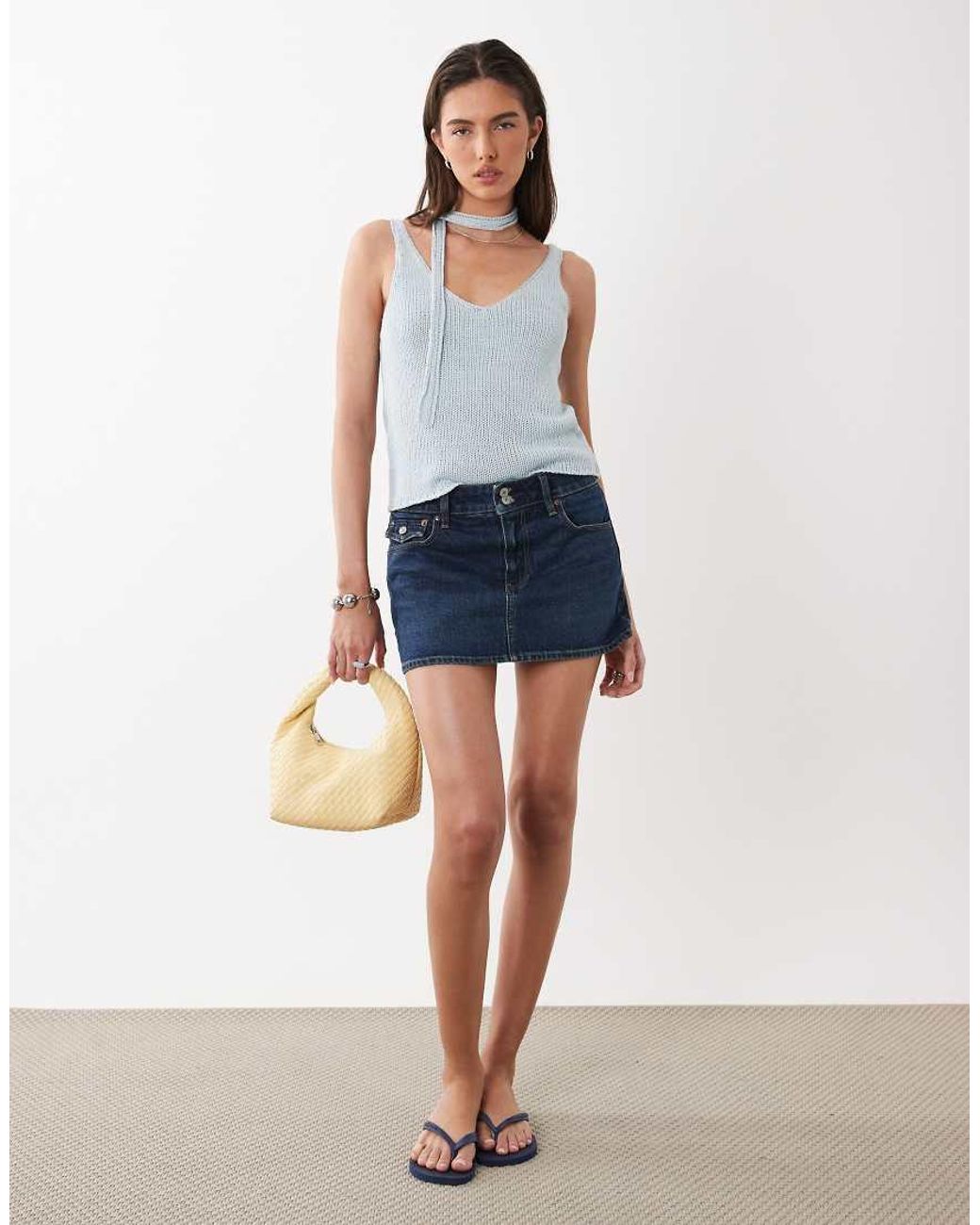 Mango Blue Teen Knit Tank Top With Scarf