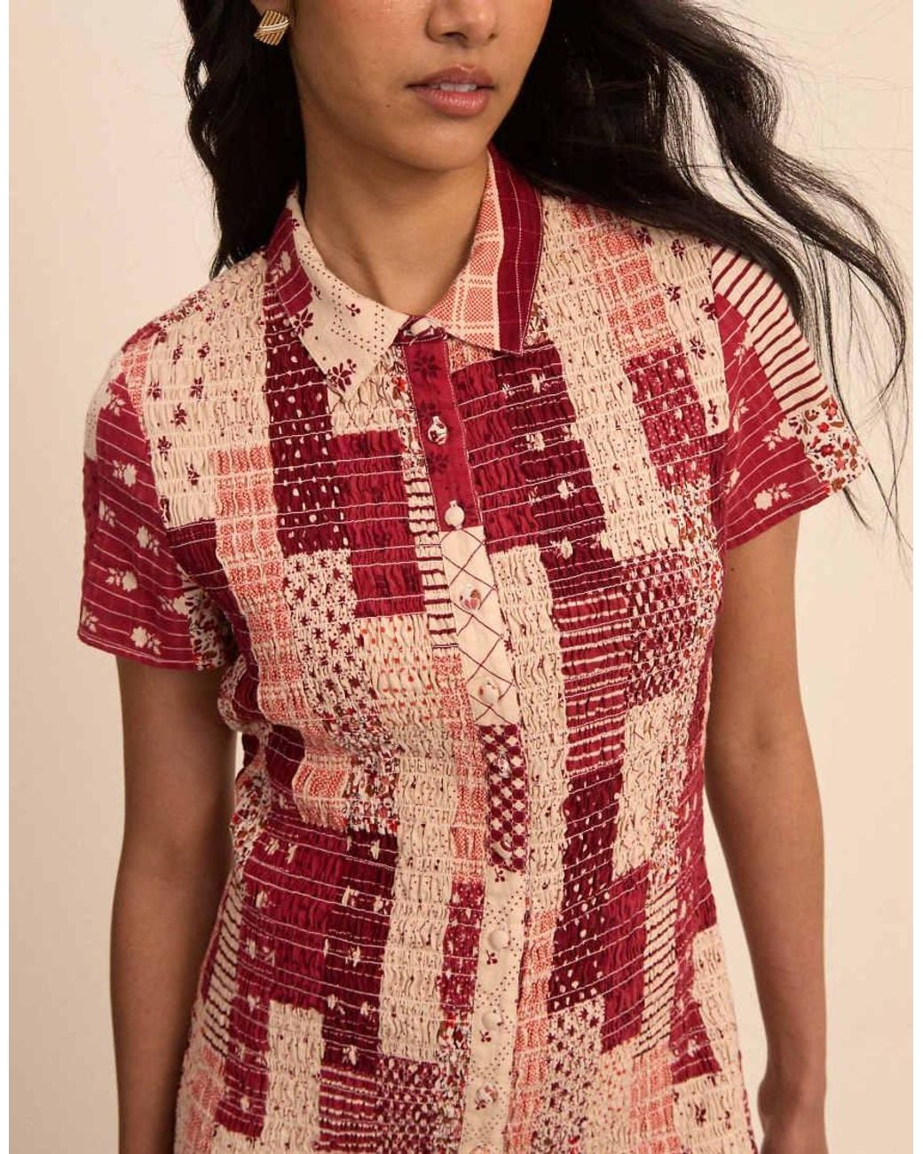 Nobody's Child Natural Patchwork Mel Mini Dress