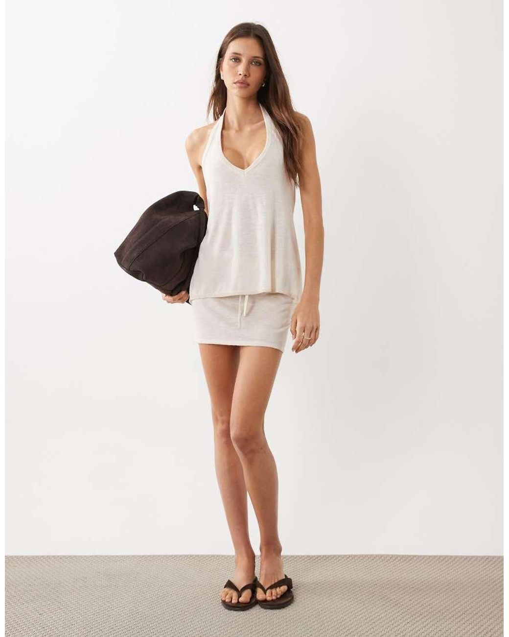 Cotton On White Isla Knit Halter Top Co-Ord