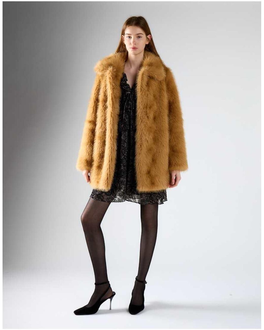 Glamorous Natural Luxe Faux Fur Longline Coat