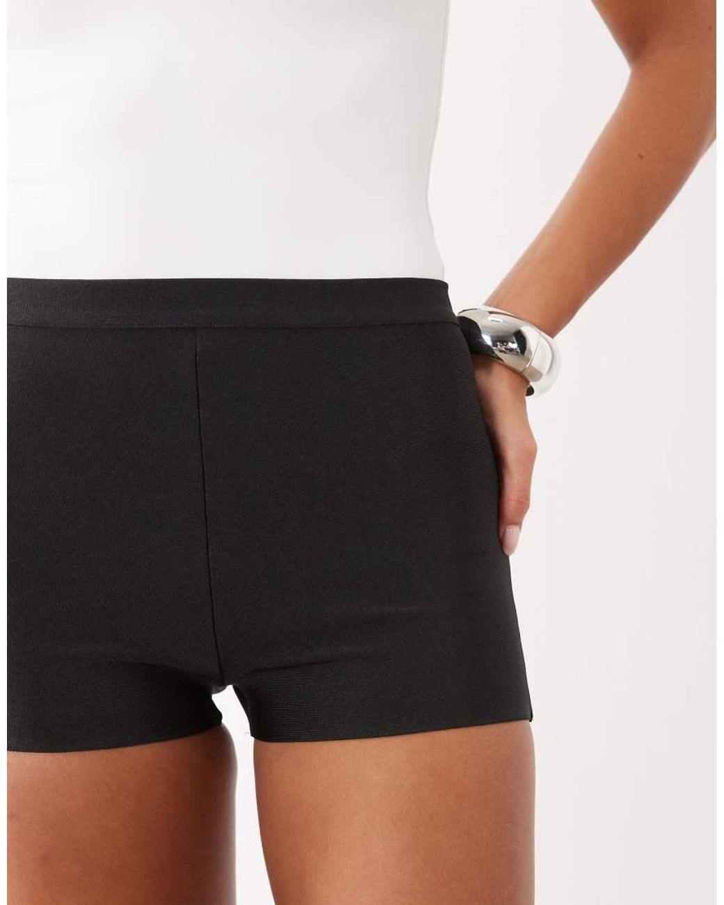 ASOS Black High Waist Bandage Mini Short