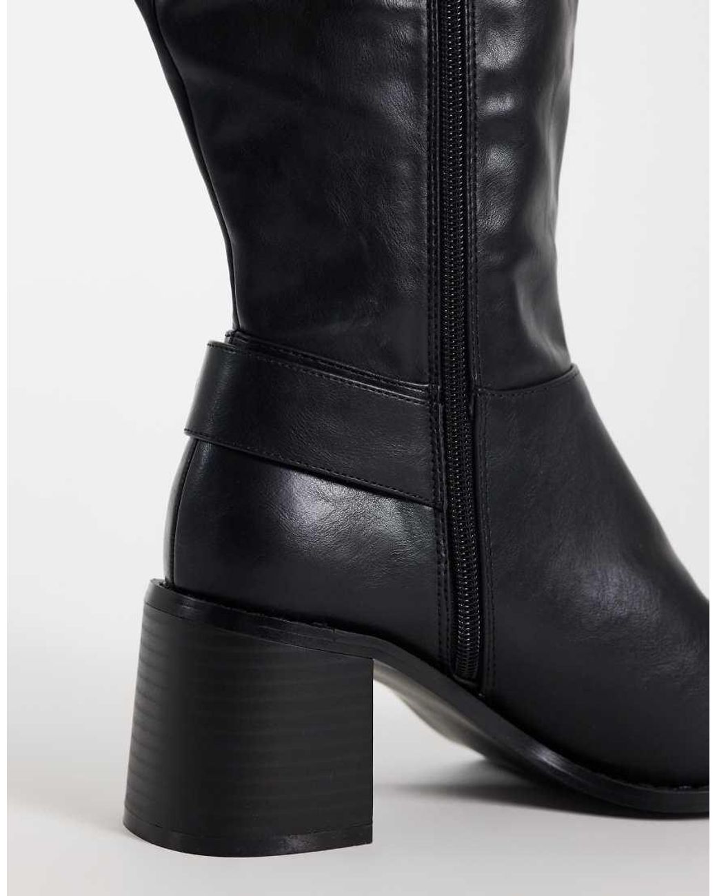 Public Desire Black Ruth Block Heel Knee Boots