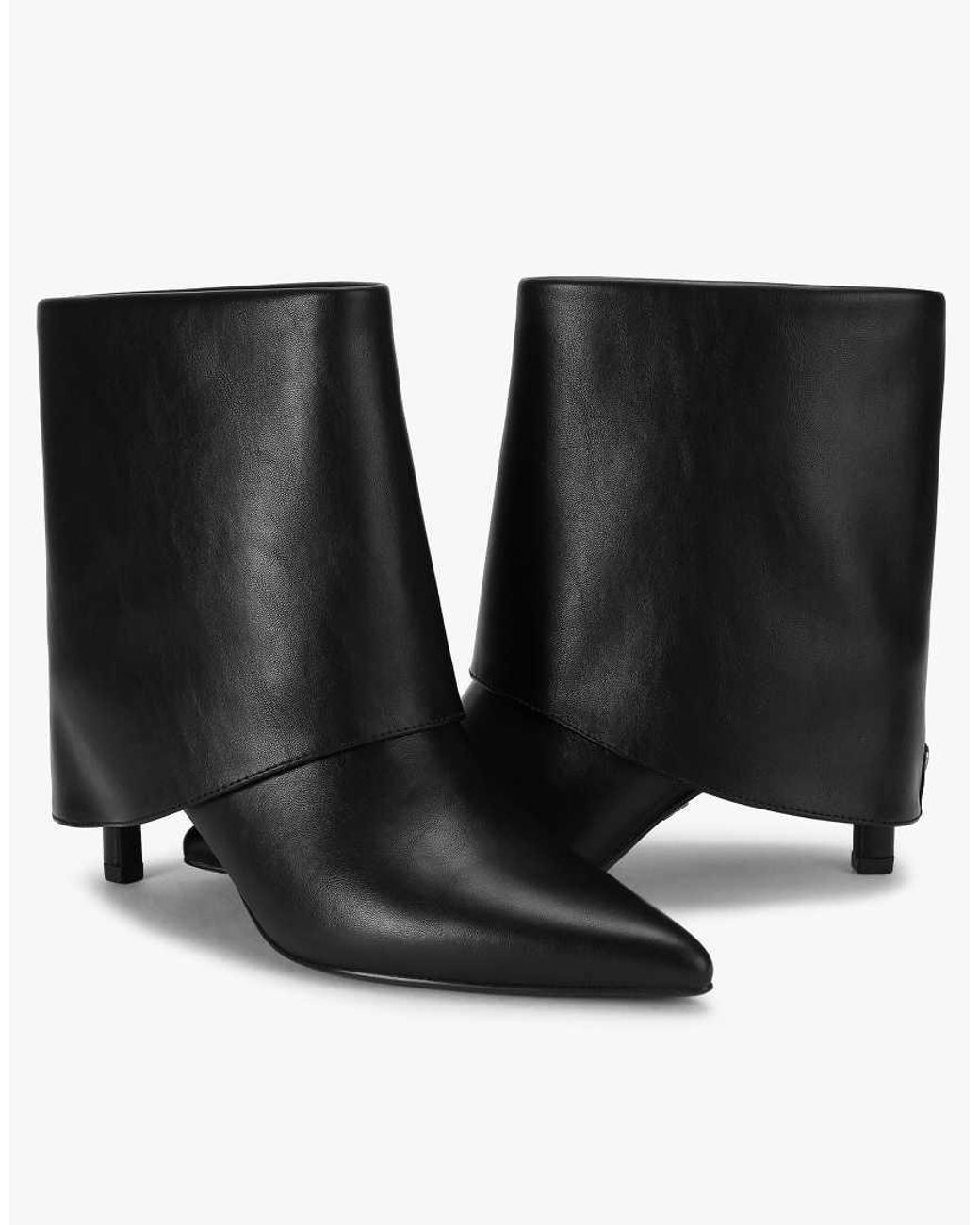 KG by Kurt Geiger Black Sleek Cuff Mid Ankle Boots