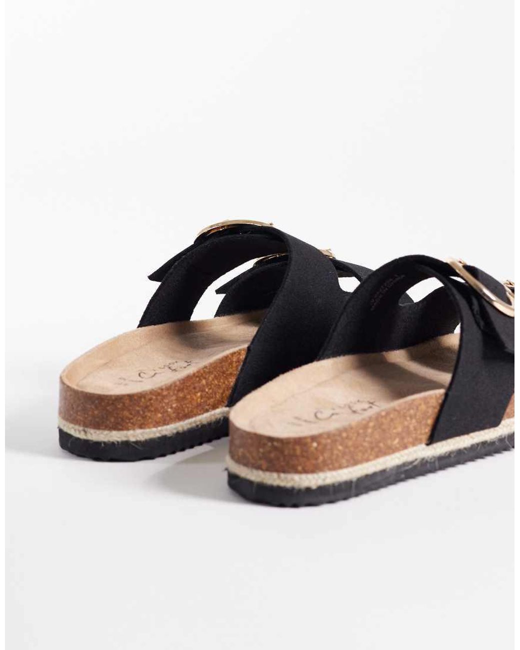 New Look Double Buckle Espadrille Sandal in Black | Lyst UK