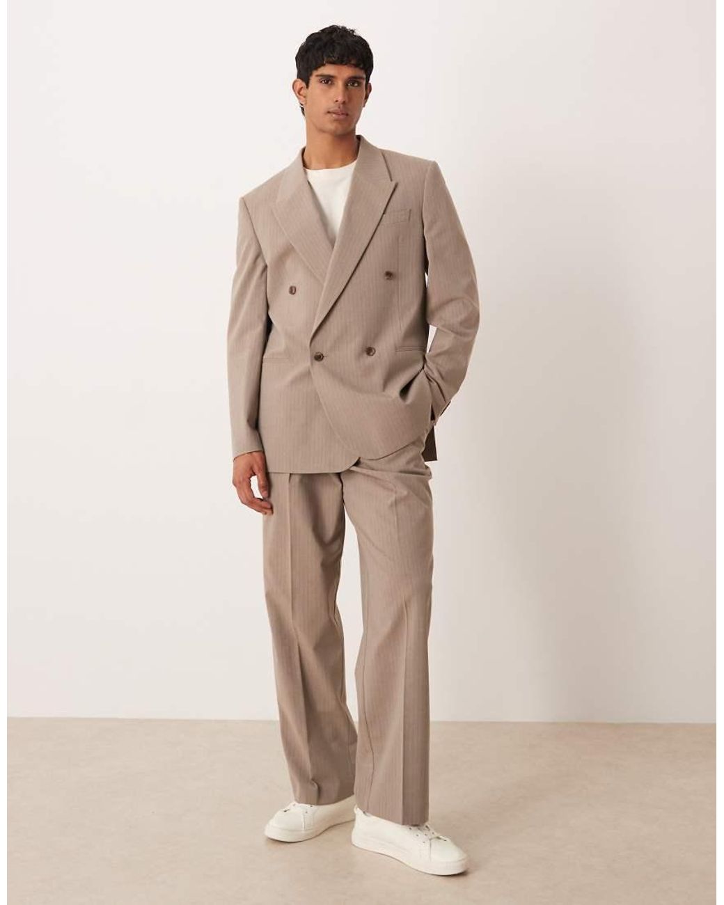 ASOS Natural Relaxed Square Shoulder Suit Jacket for men
