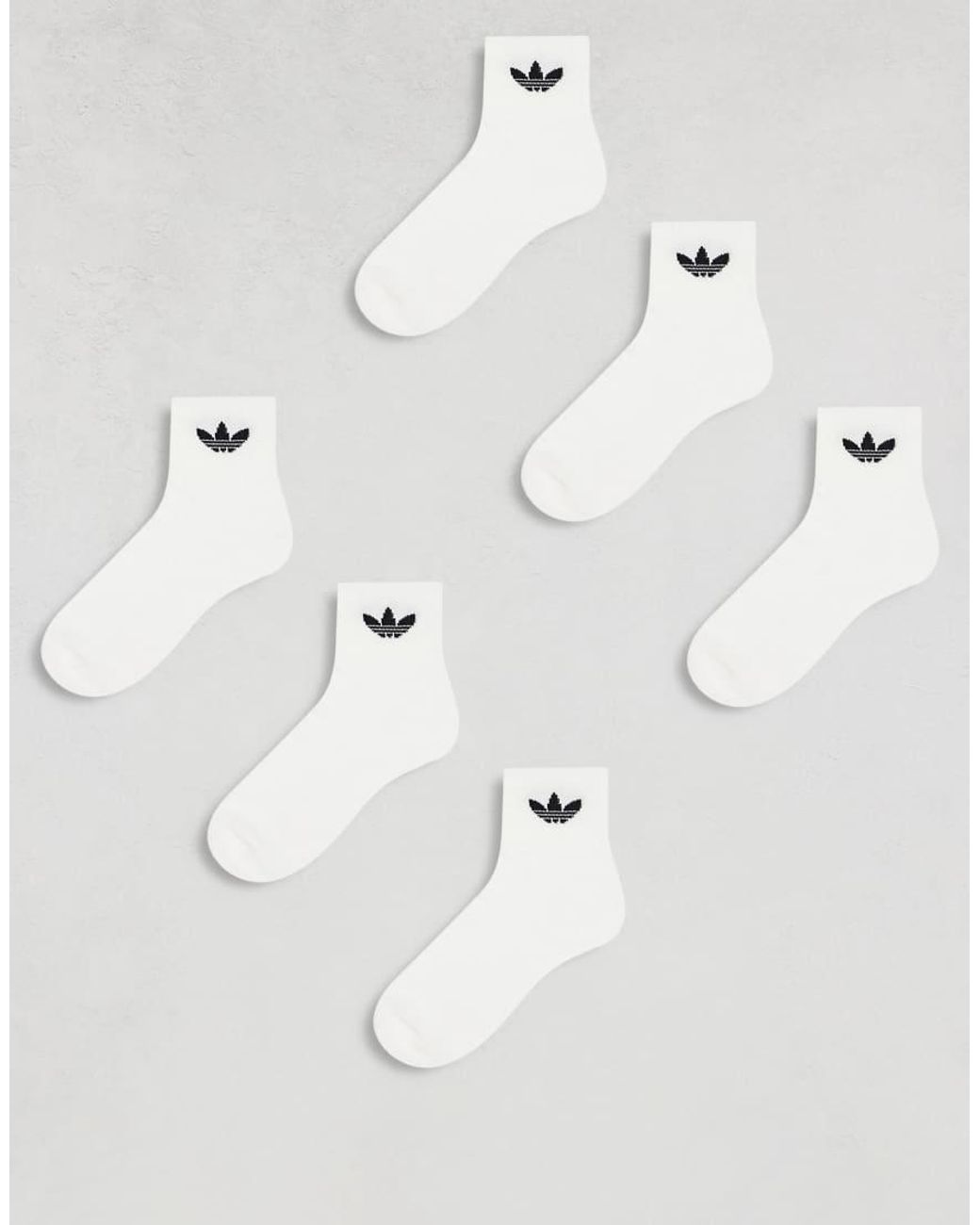 Adidas Originals White 6 Pack Trefoil Ankle Socks