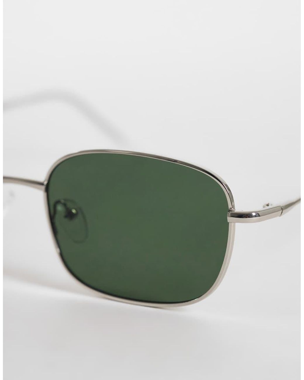 ASOS Green Metal Square Sunglasses With G15 Lens