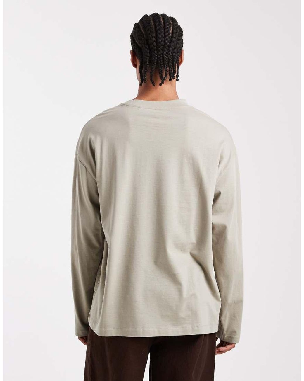 ASOS Natural Essentials Oversized Long Sleeve T-Shirt for men