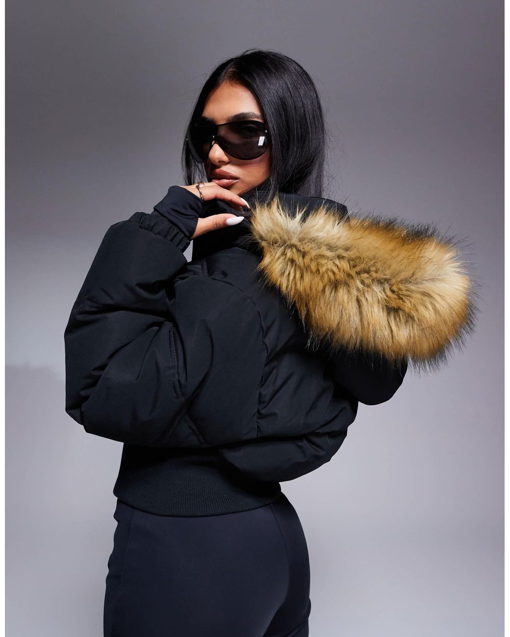 ski jacket with faux fur hood