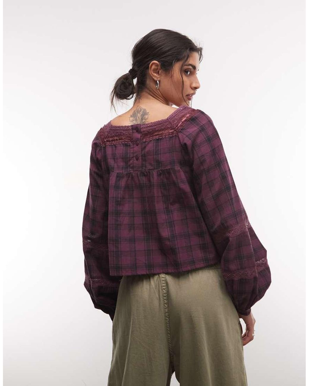 Reclaimed Vintage Textured Plaid Blouse