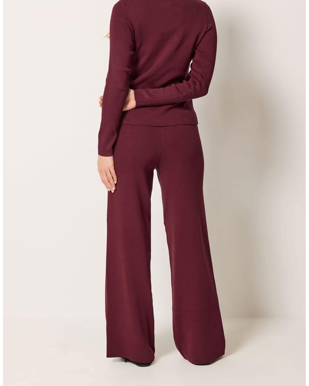 Long Tall Sally Purple Knitted Wide Leg Trousers