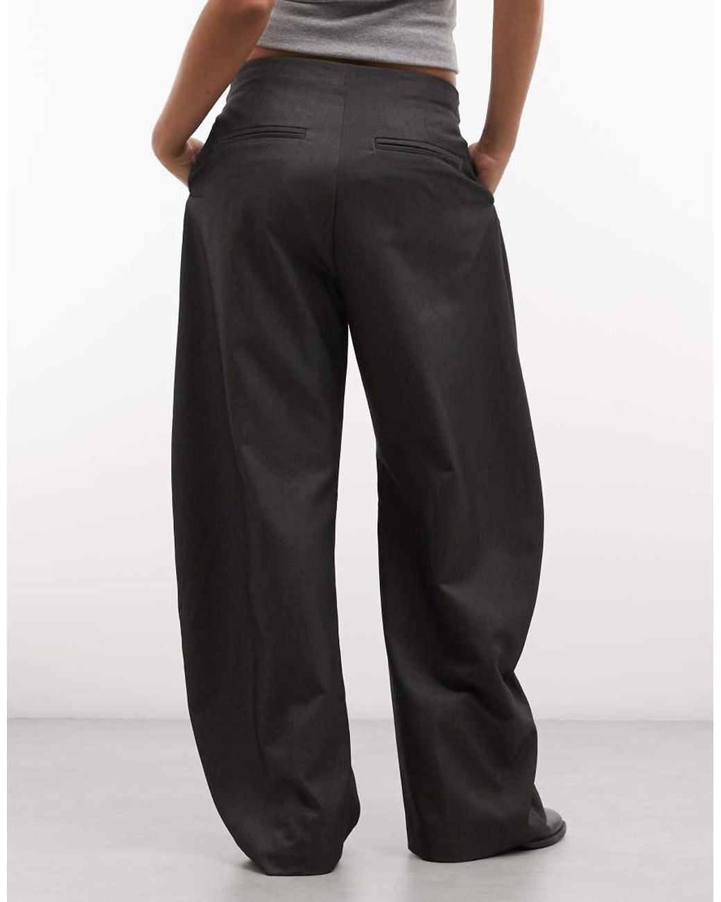 Monki Gray Tailored Pleated Balloon Trousers