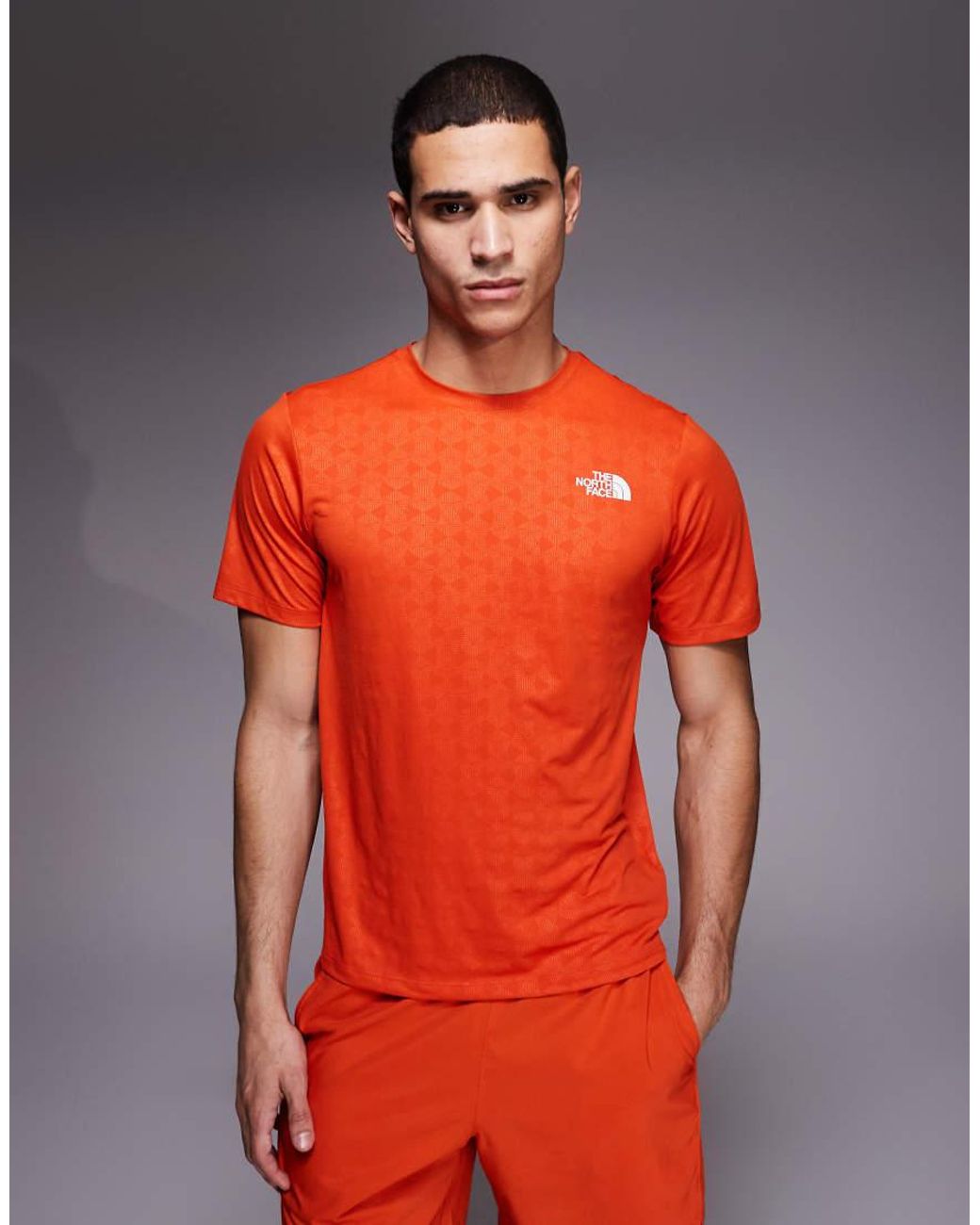 The North Face Orange Pentadome Embossed 24/7 Logo T-shirt for men