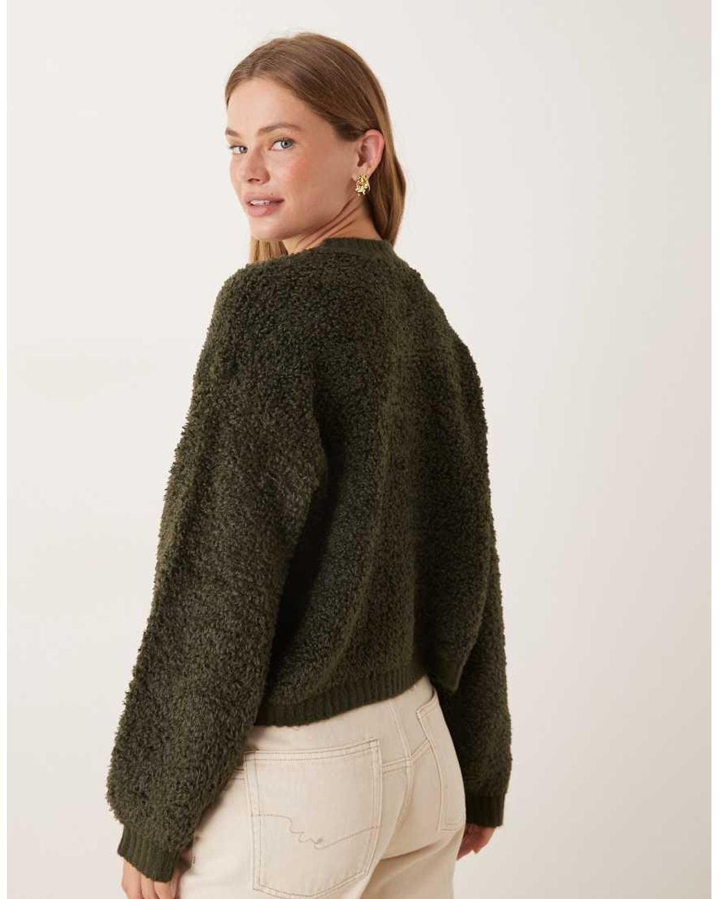 Jdy Green Teddy Cardigan