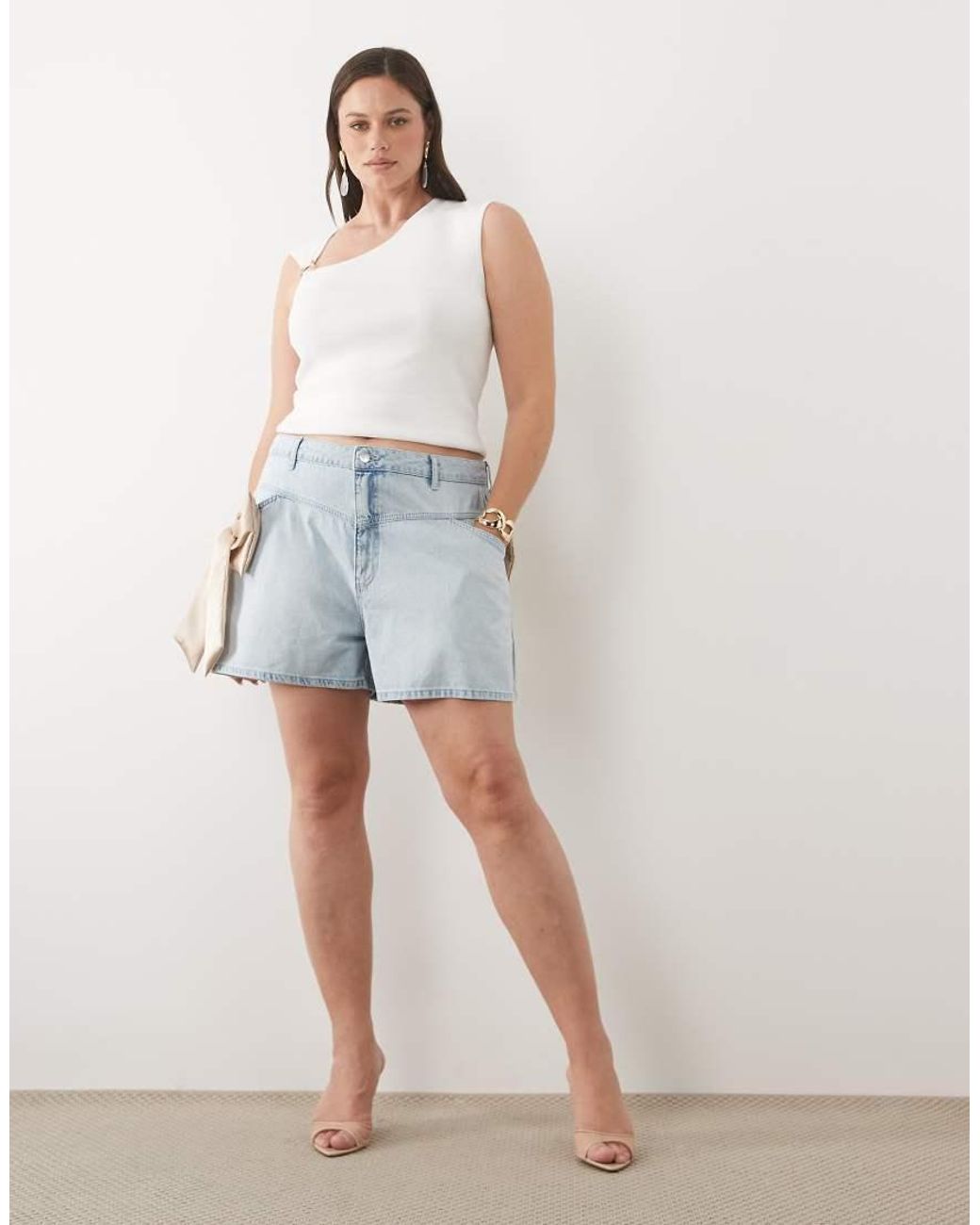 ASOS White Curve High Waisted Flippy Short With 3d Bow Detail