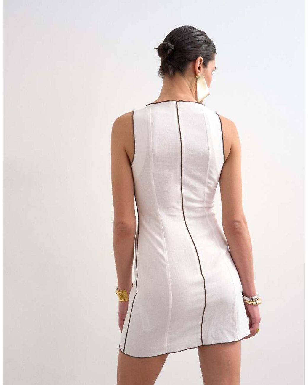 TOPSHOP Multicolor Linen Rich Mini Shift Dress