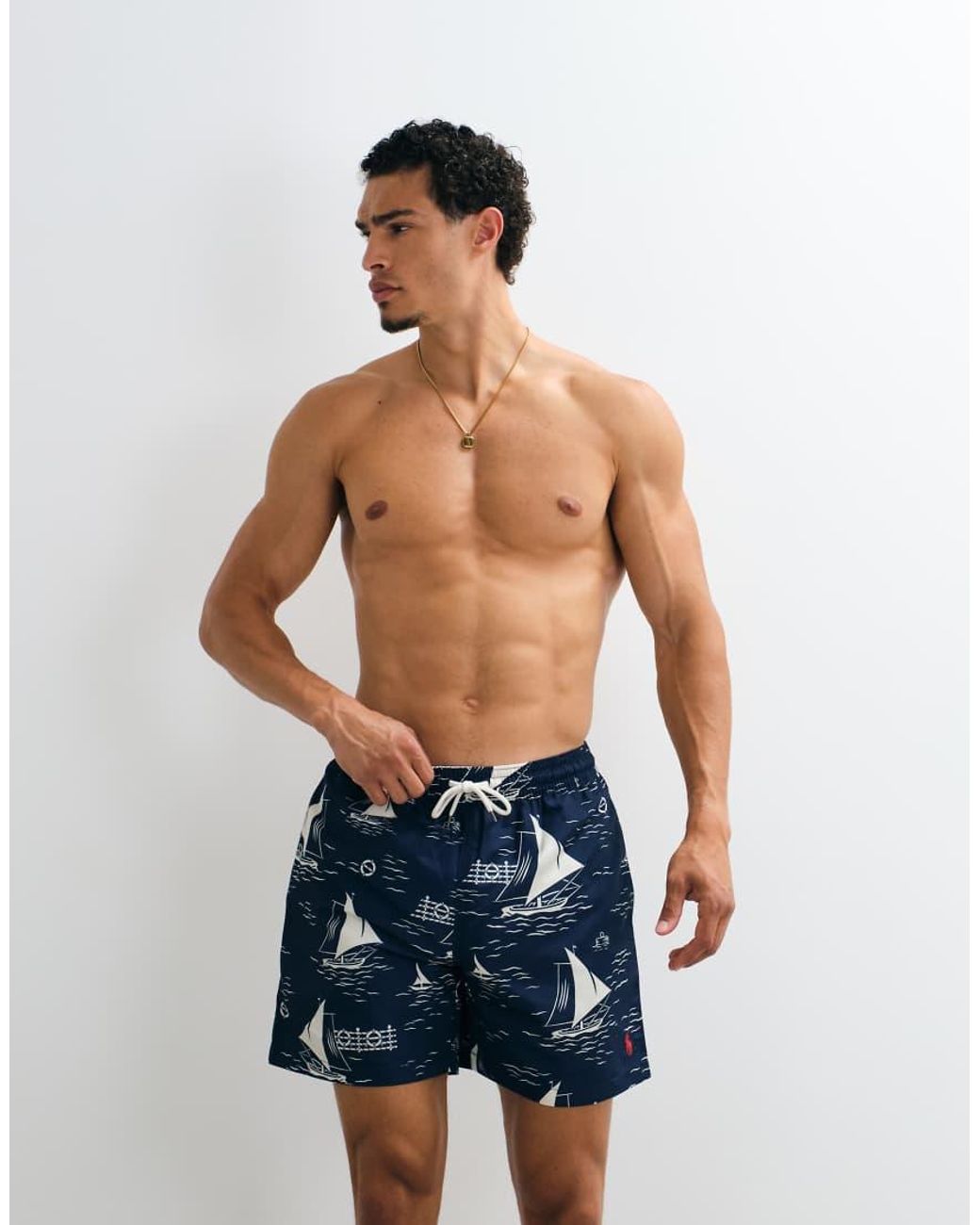 Polo Ralph Lauren Blue Traveller Swim Trunks Sail Boat Print for men