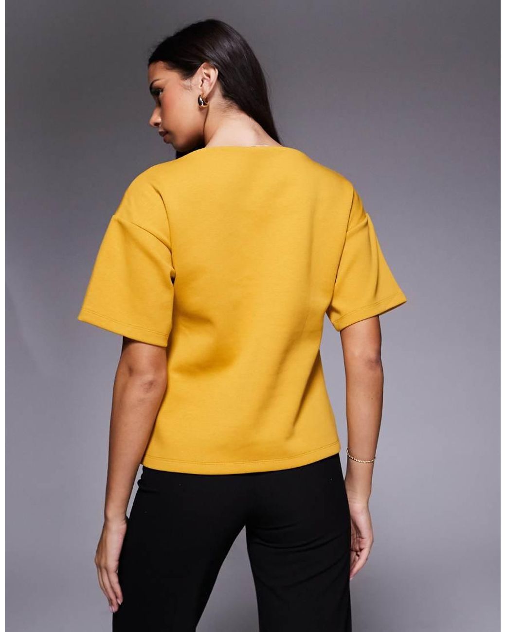 ASOS Orange Boat Neck Half Sleeve Fitted Top