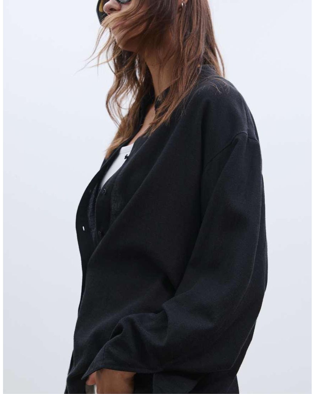 Stradivarius White Linen Blend Shirt