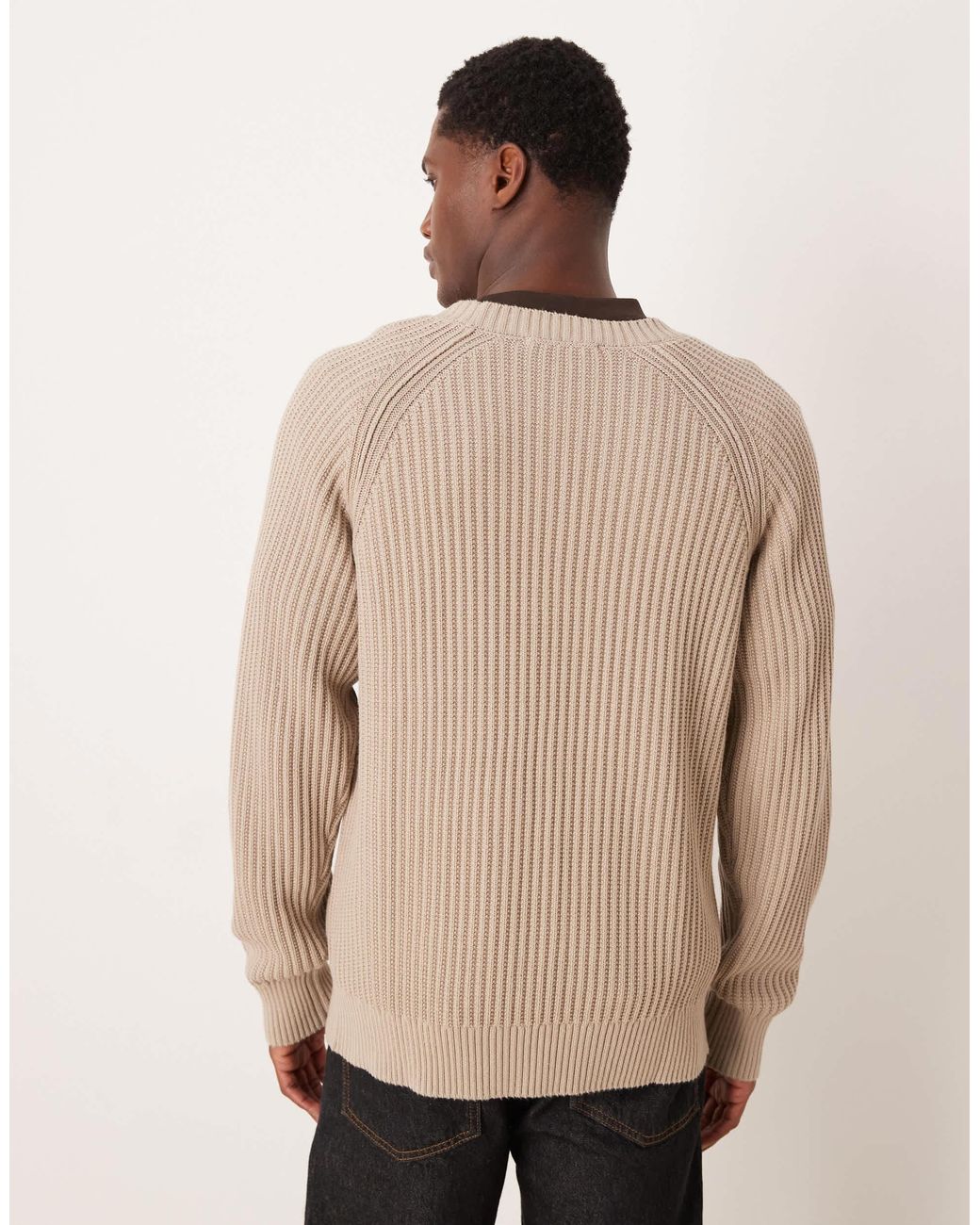 Pull côtelé à manches raglan - beige SELECTED pour homme en coloris Natural