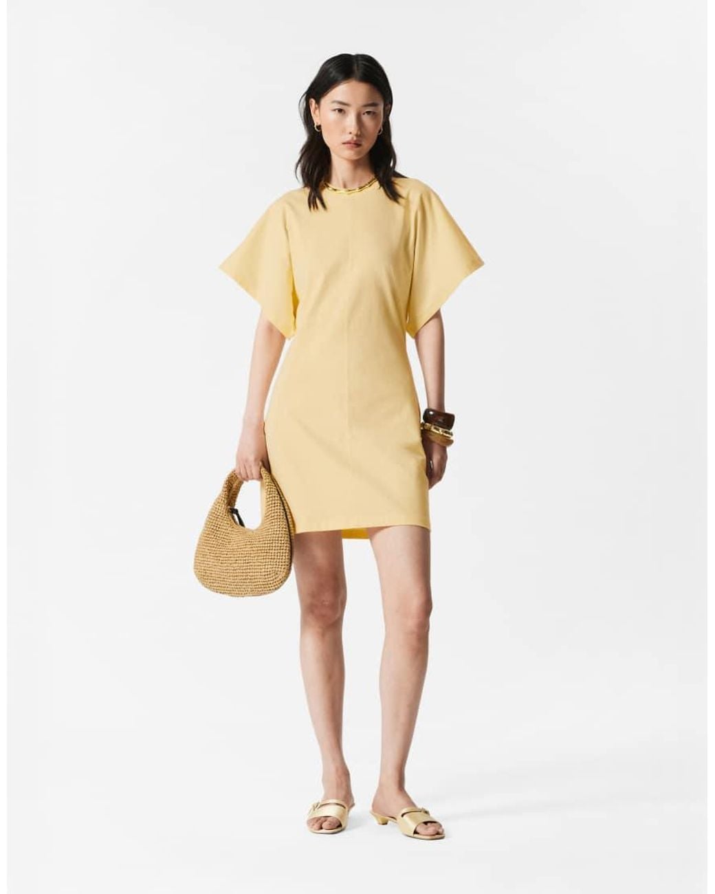 & Other Stories Natural Mini Jersey T-shirt Dress With Short Kimono Sleeves