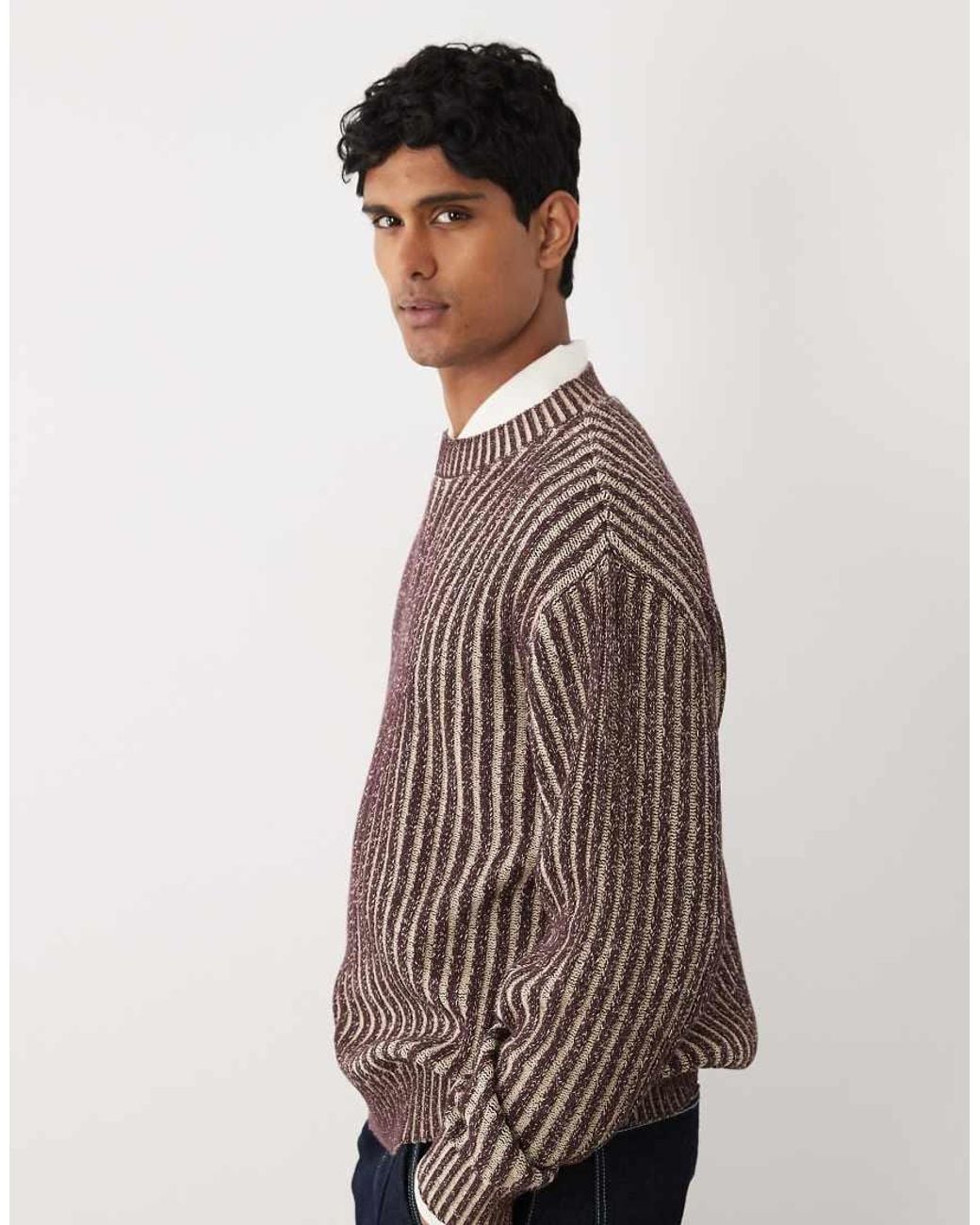 Jersey Boxy Fit De Rayas En-Rojo Redefined Rebel de hombre de color Brown