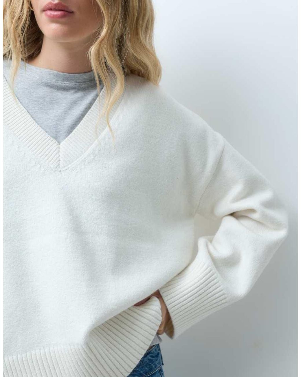 JJXX Blue V-neck Knitted Jumper