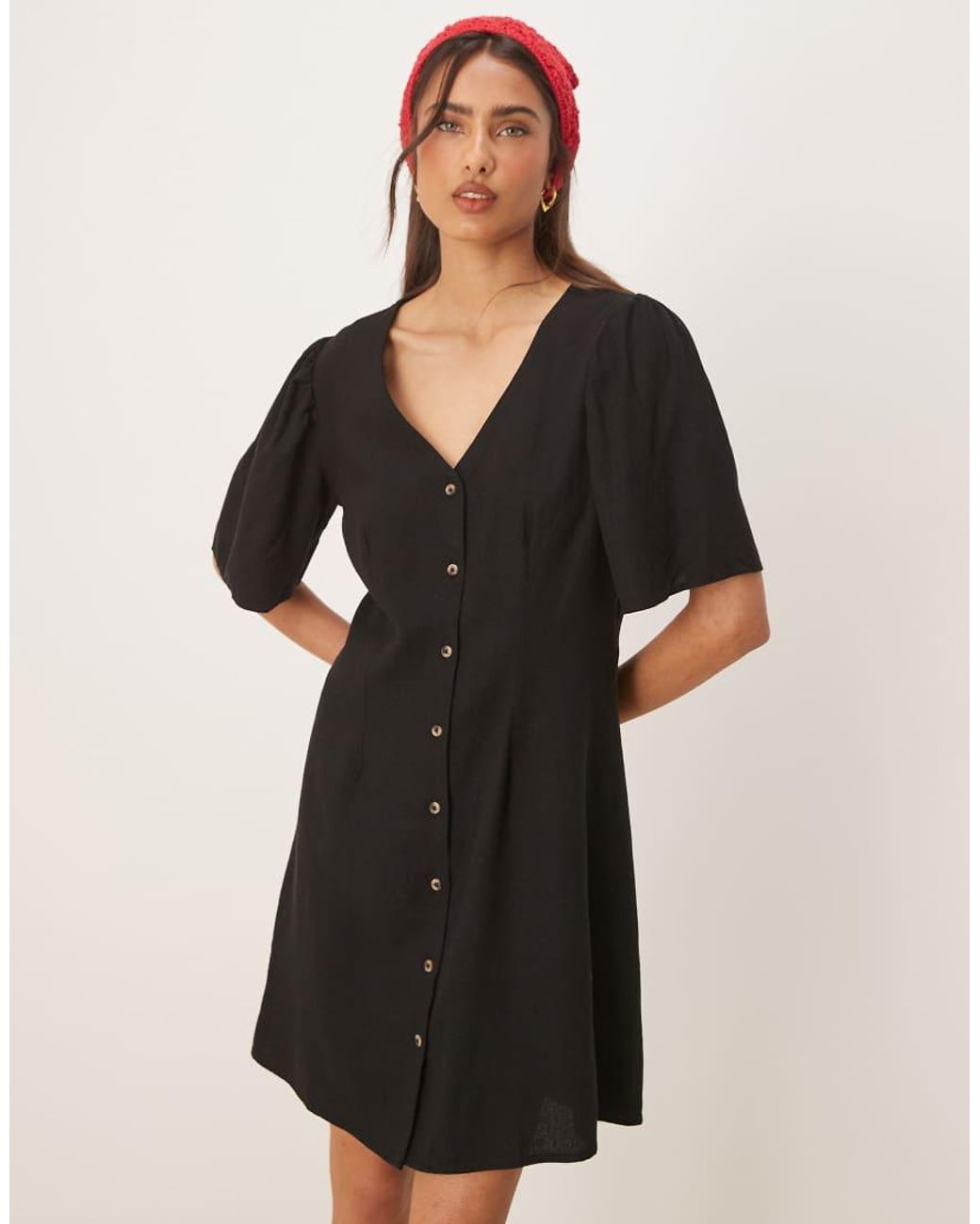 Jdy Natural Linen Mix Mini Shirt Dress