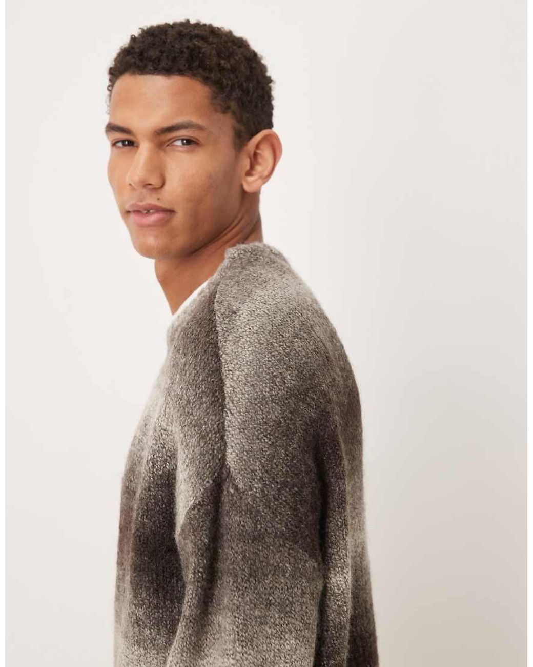 SELECTED Brown Oversized Ombre Wool Blend Jumper for men