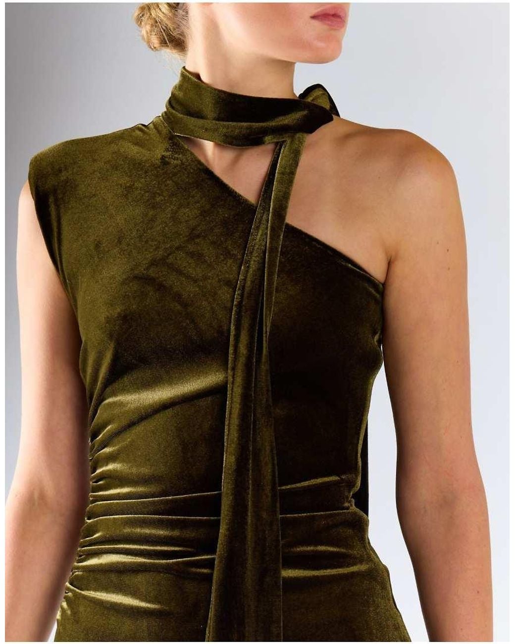 Glamorous Black One-Shoulder Mini Dress With Neck-Tie