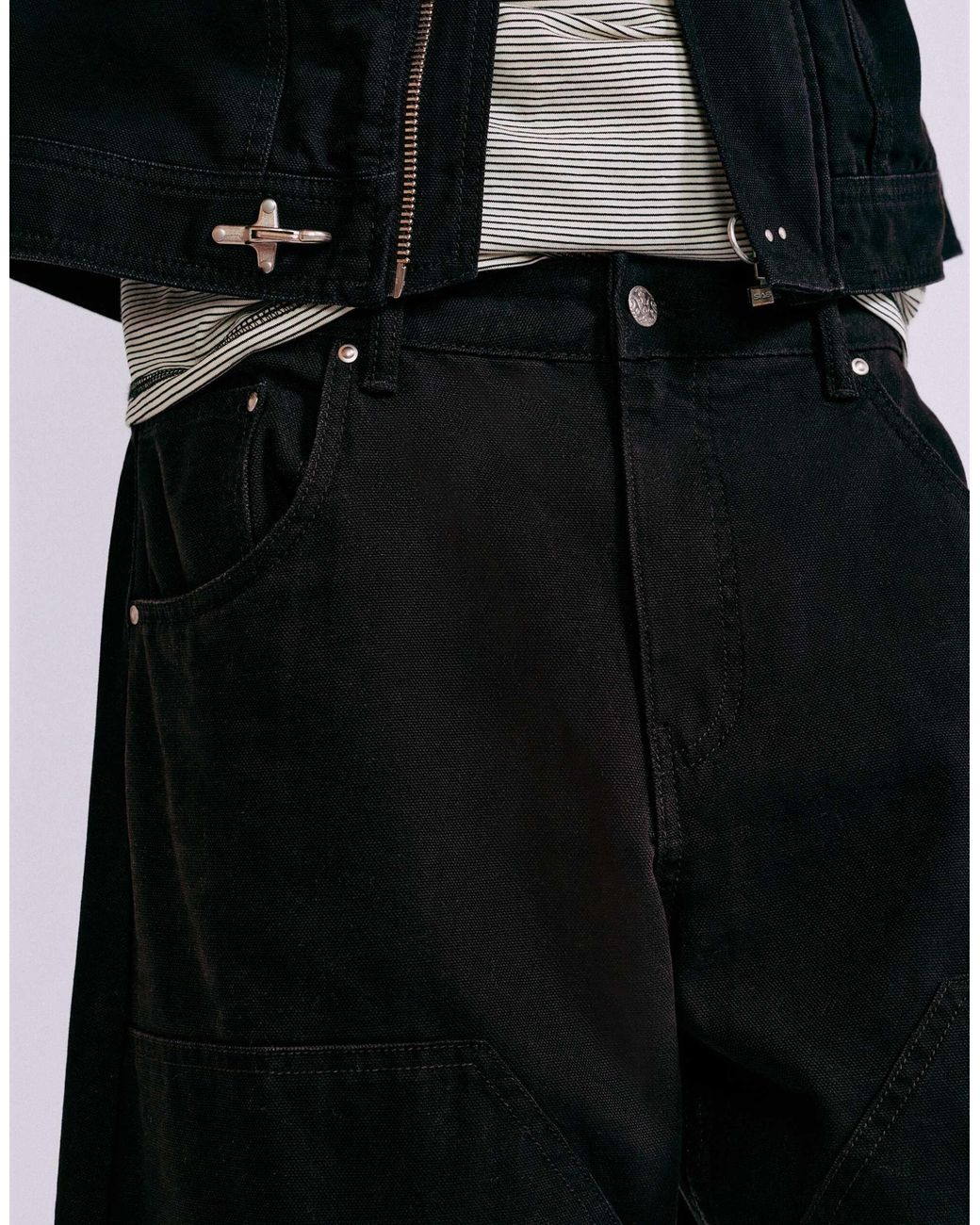 Pull&Bear Hose mit doppeltem bein in Black für Herren