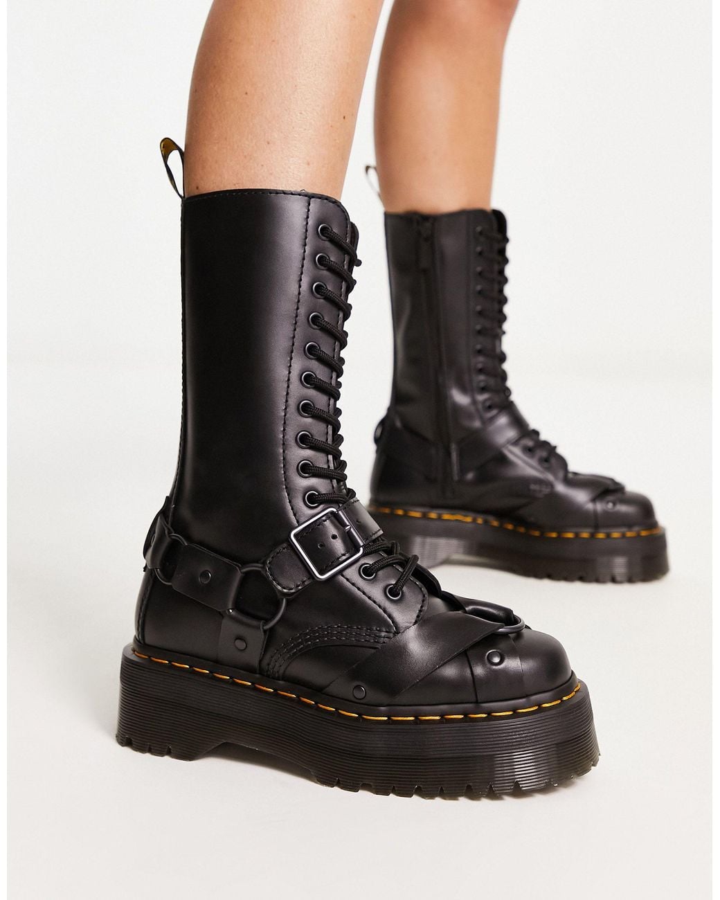 Dr. Martens 1914 Quad Harness Leather Boots in Black | Lyst Australia