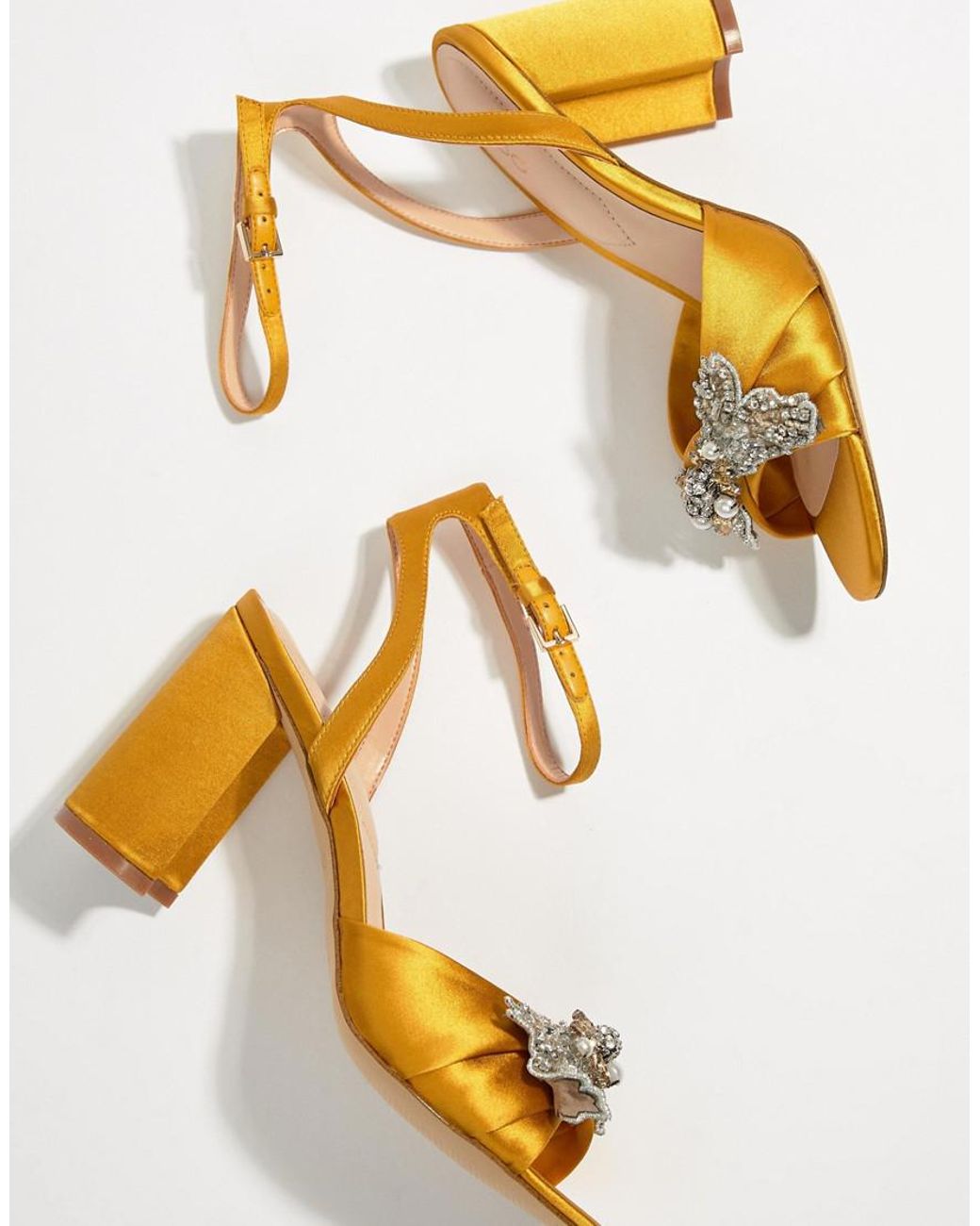 Mustard yellow block heel cheap sandals