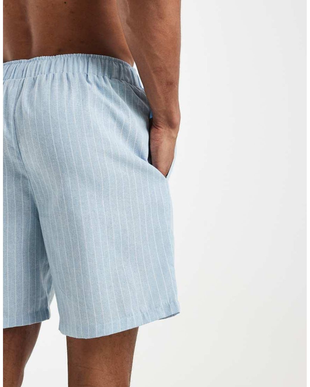 South Beach White Linen-look Shorts for men