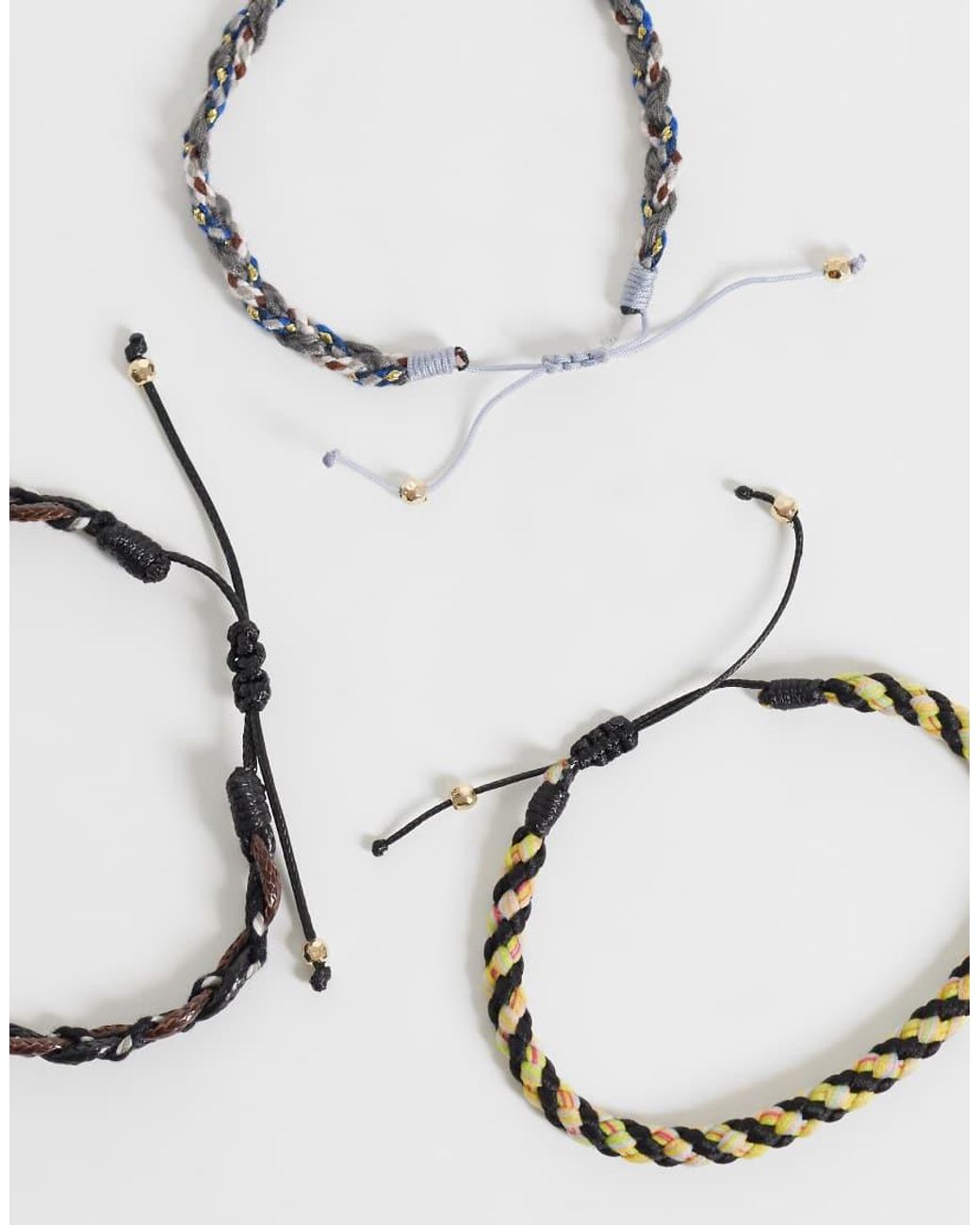 ASOS Gray 3 Pack Twisted Plait Rope Bracelet for men