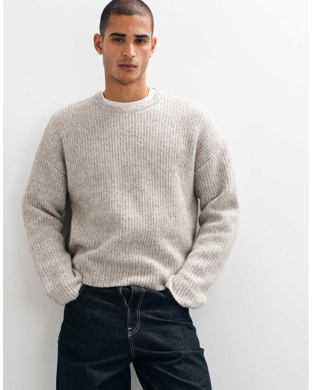 Weekday White Chunky Knit Jumper for men