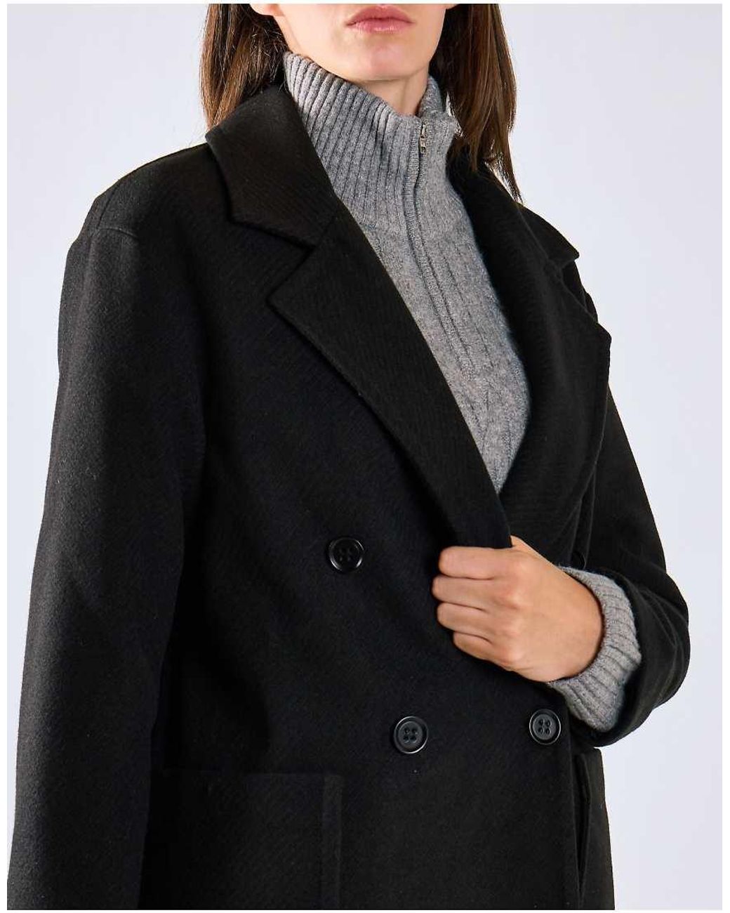 Glamorous Black Lapel Collar Midi Coat