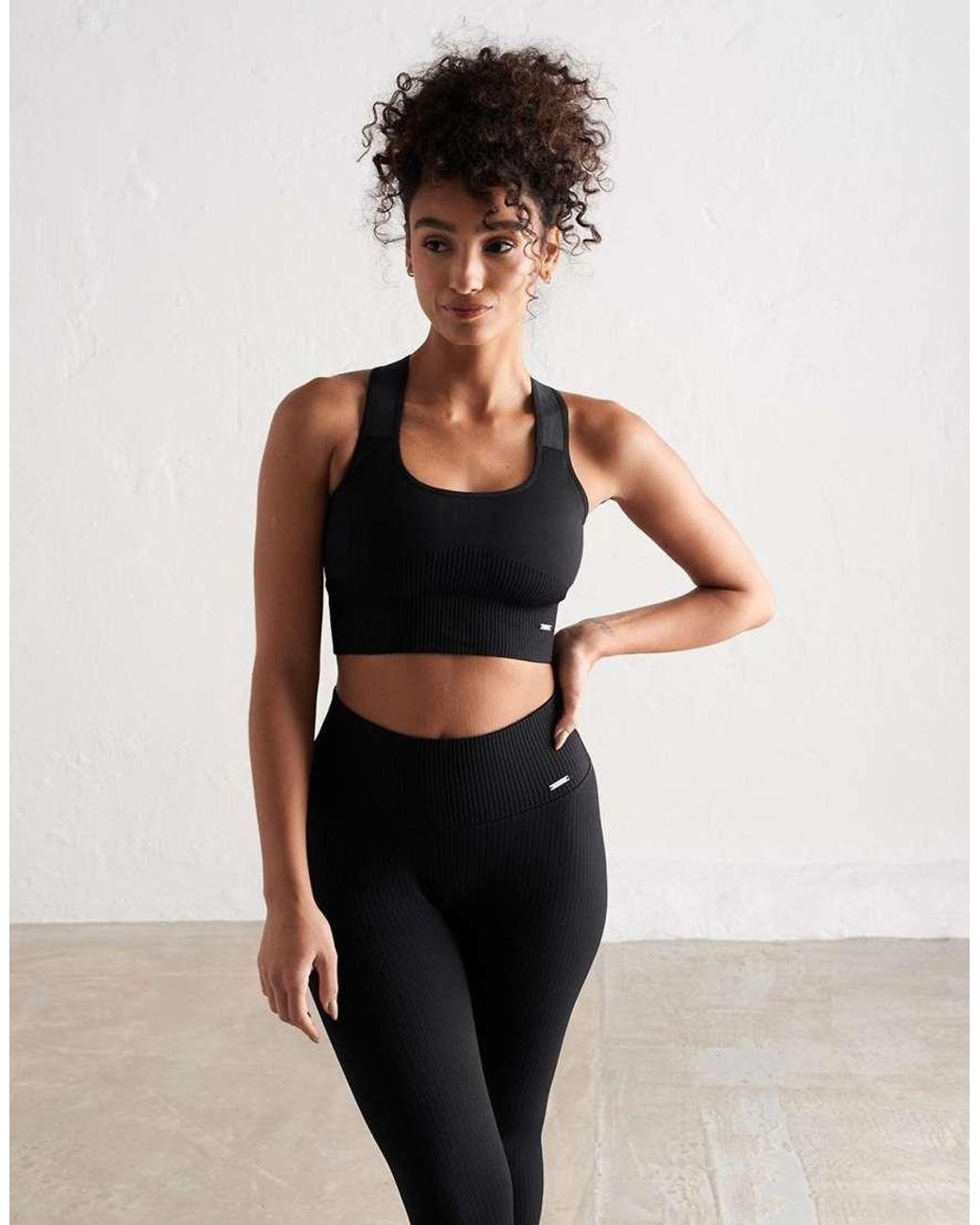 Aim'n Black High Support Ribbed Bra
