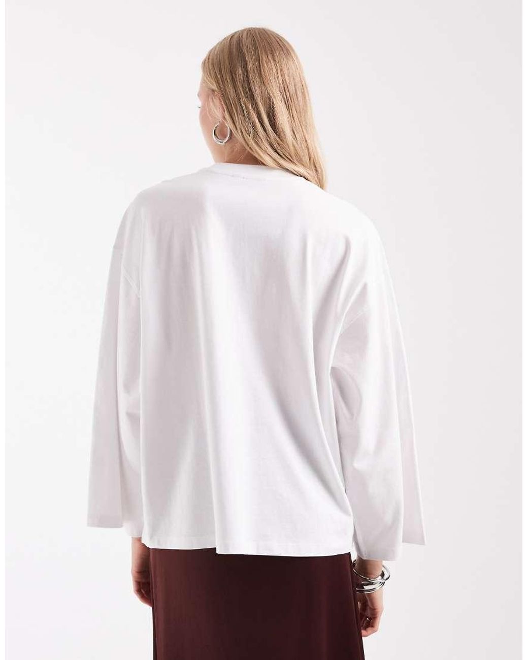 ASOS White Oversized Long Sleeve Skater T-shirt
