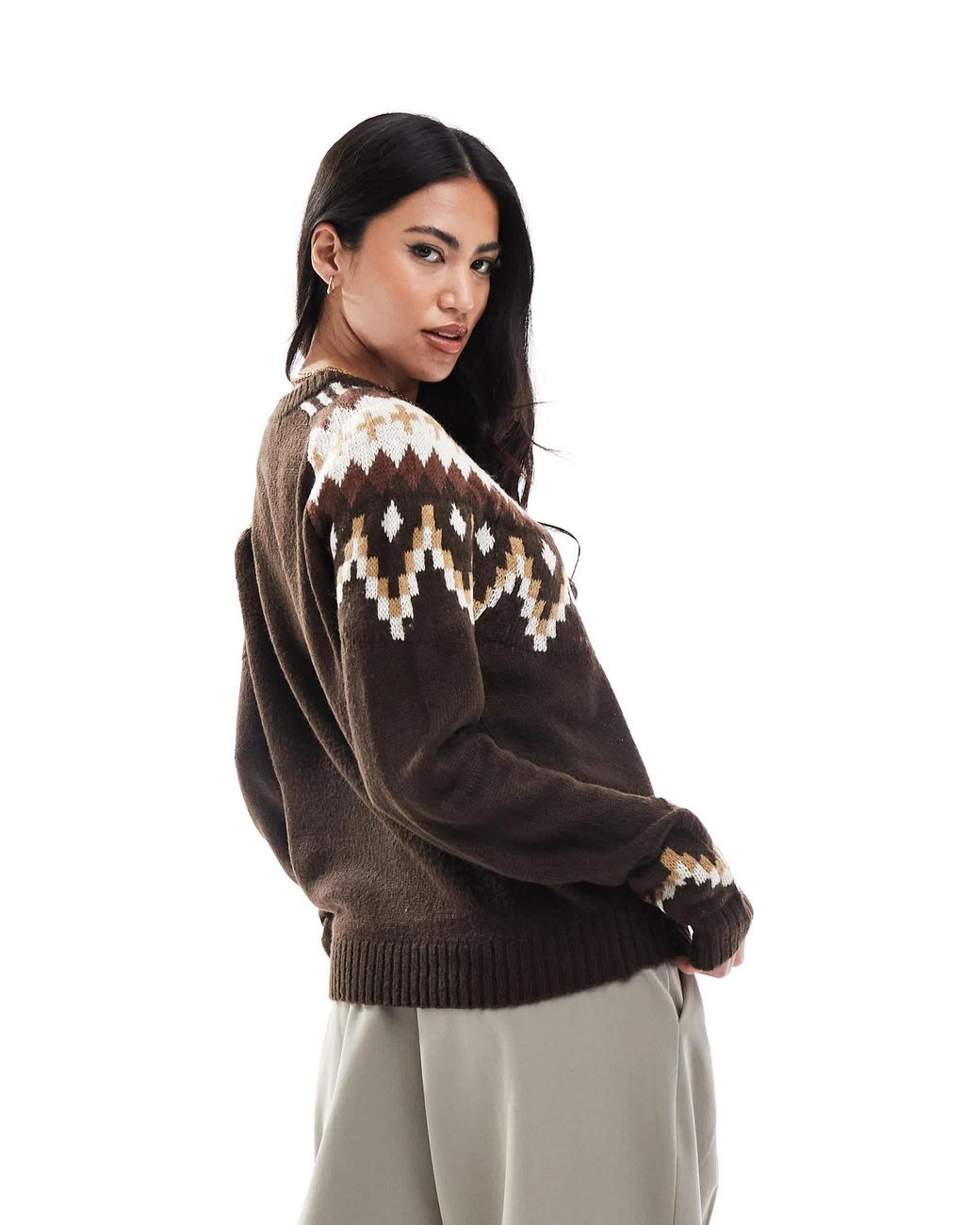 Threadbare – pullover mit rundhalsausschnitt und indigenem muster in Black für Herren