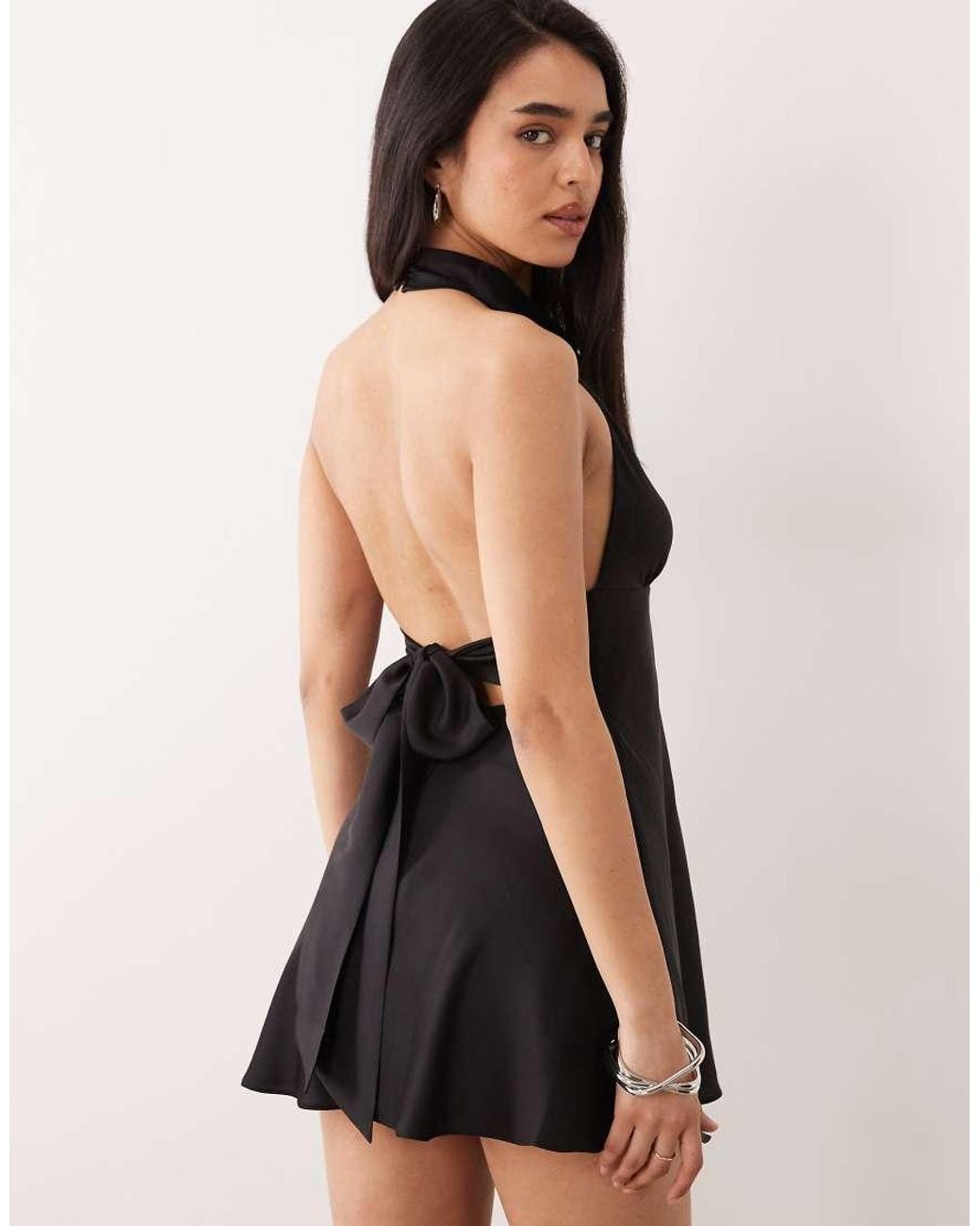 ONLY Natural Halterneck Satin Mini Dress