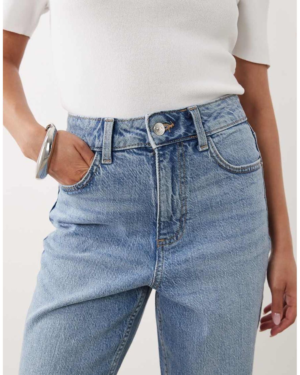 New Look Blue Tori Ripped Mom Jean