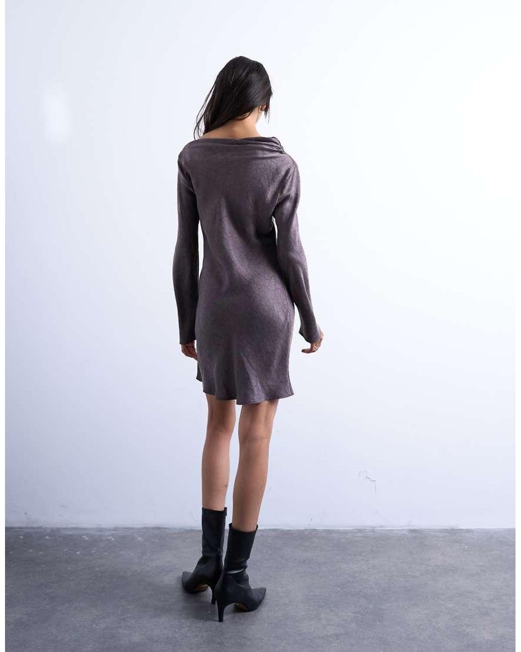 TOPSHOP Purple Drape Neck Mini Dress