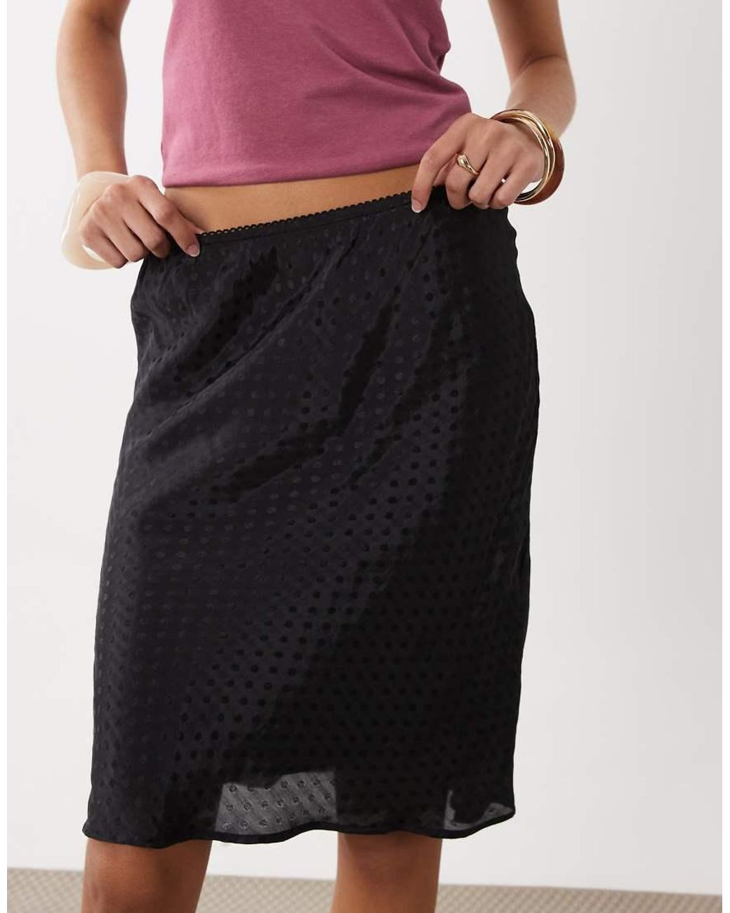 Cotton On Black Layla Midi Slip Skirt