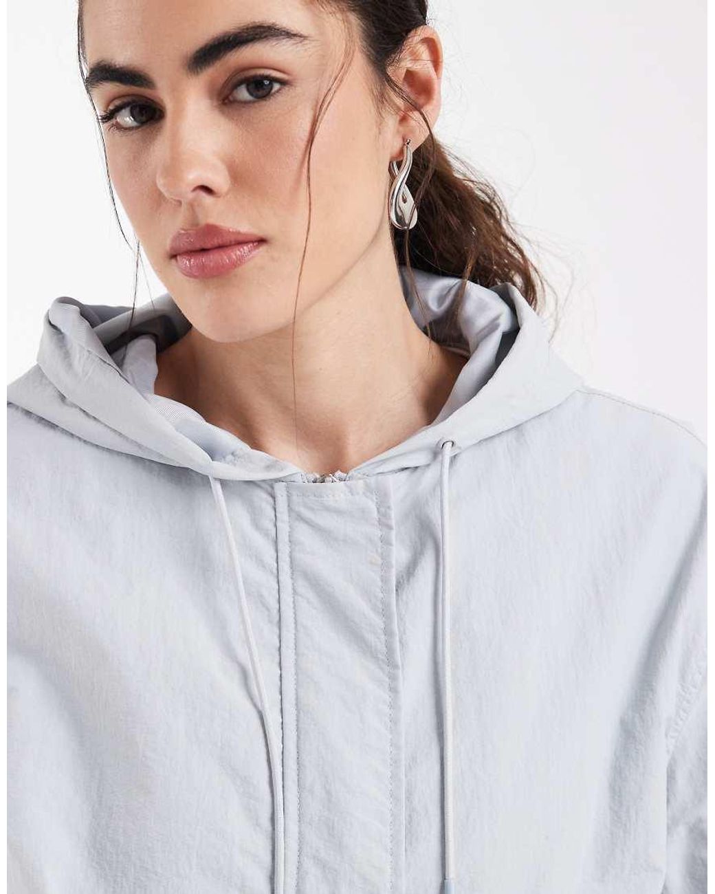 ASOS White Bubble Hem Rain Bomber Jacket